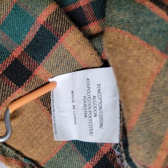 Molokai Surf Co. Orange Teal Black Plaid Shirt Button XL Long Sleeve - Picture 4 of 12